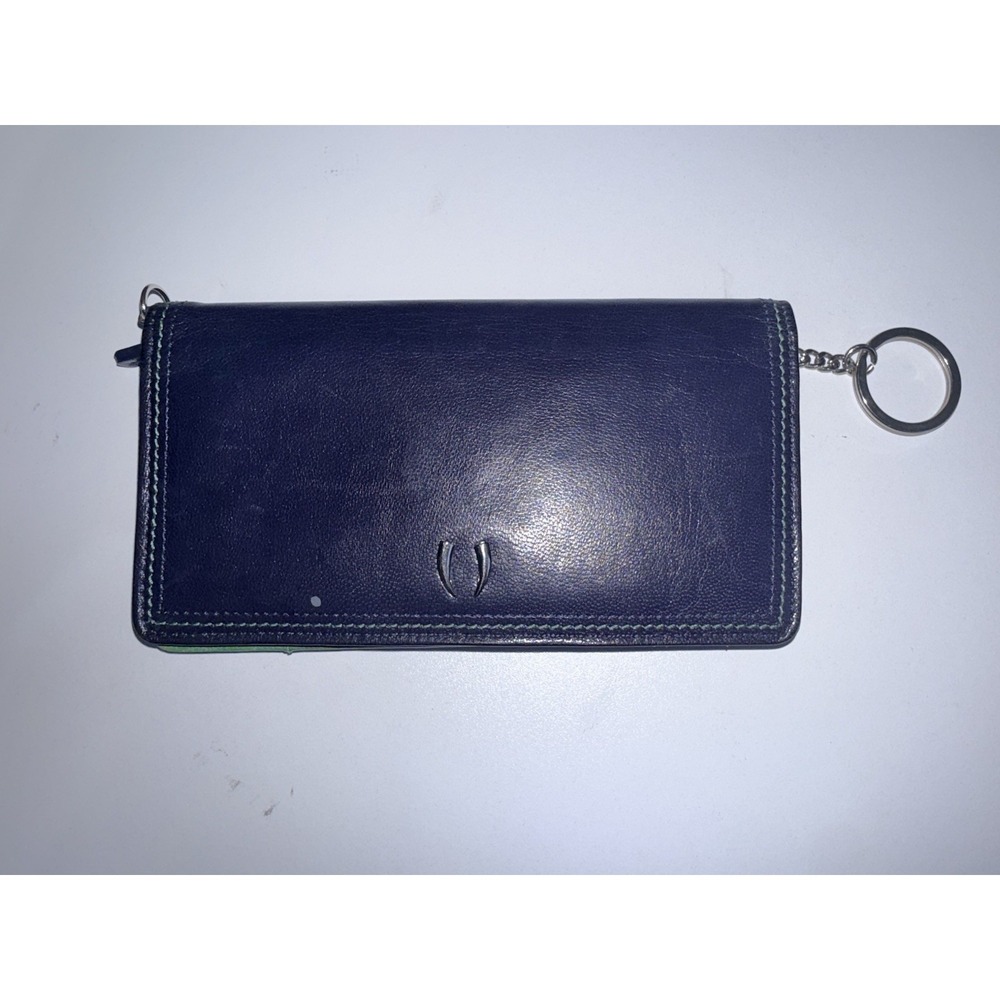 TUSK Blue Green Pebbled Leather Slim Bifold Card Cash‎ Wallet Size Medium U